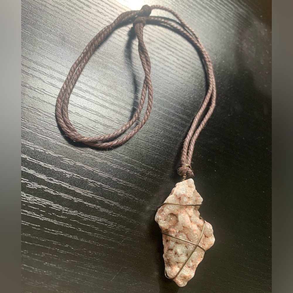 Green Prehnite Crystal | Adjustable Wire Wrapped Pendant Necklace